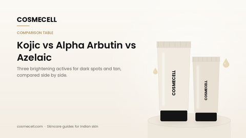 Cosmecell guide: kojic acid vs alpha arbutin vs azelaic acid comparison table