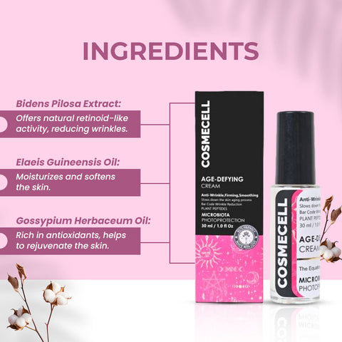 Age Defying Cream Anti wrinkles, Real Bio Retinol with Microbiota photoprotection - Cosmecell