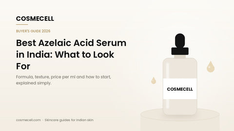 Cosmecell buyer's guide cover: best azelaic acid serum in India