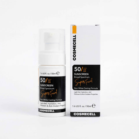 Cosmecell super facial sunscreen broad spectrum 50+++ Non white casting