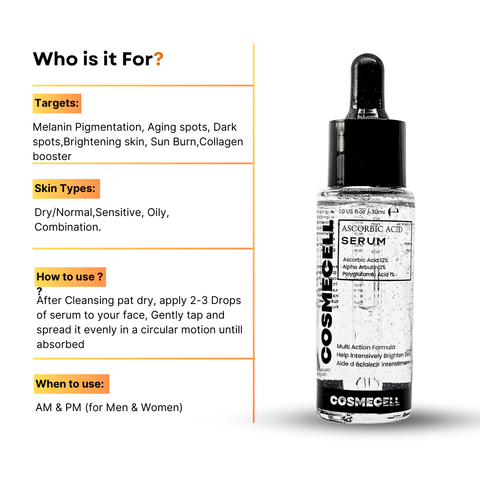 Brightening Serum Vitamin C12% with PGA1% - Cosmecell #