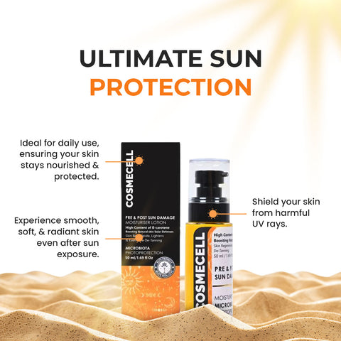 Pre and Post Sun Damage Moisturiser Lotion Microbiota Photoprotection - Cosmecell