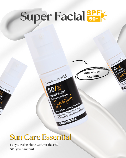 Cosmecell super facial sunscreen broad spectrum 50+++ Non white casting