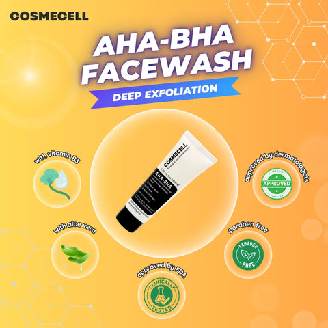 Facewash clear skin AHA-BHA Deep Cleansing acne control - Cosmecell