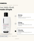 Cosmecell Gentle Glycolic Acid Cleanser daily routine: Morning, Evening, Every day