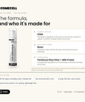 Who Cosmecell PDRN Hair Gel is for and its key ingredients: PDRN, biotin, panthenyl ethyl ether and milk protein