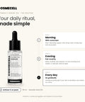 Cosmecell Vitamin C Serum 12% daily routine: Morning, Evening, Every day