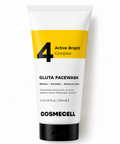 COSMECELL 4 Active Bright Complex Gluta Facewash  Glutathione, Glycolic Acid, Alpha Arbutin & Mandelic Acid Brightening Cleanser  Skin Glow & Pigmentation Control | 80ml Cosmecell