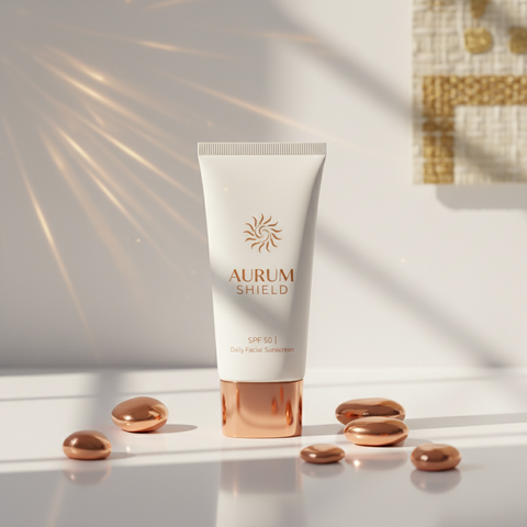Cosmecell GHK-CU Sunscreen SPF 50 PA++++ - clean sunlight aesthetic with copper accents